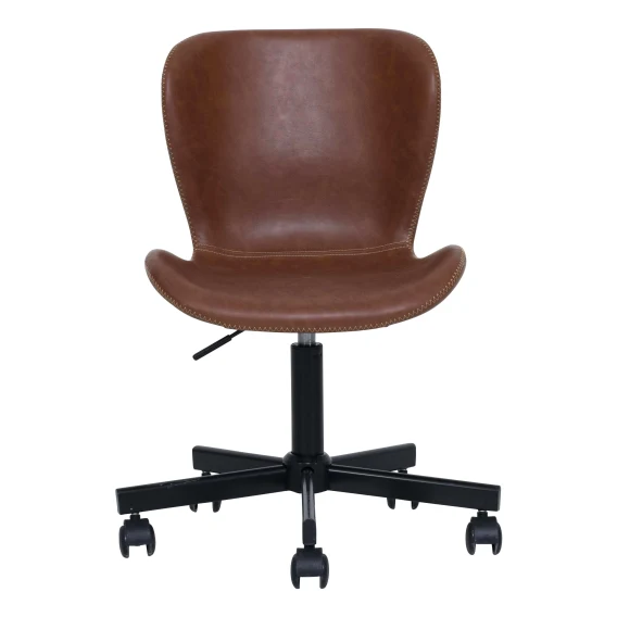 Batilda Desk Chair in Brandy PU / Black Rollers