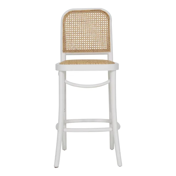 Belmont Bar Chair in Birch White / Rattan