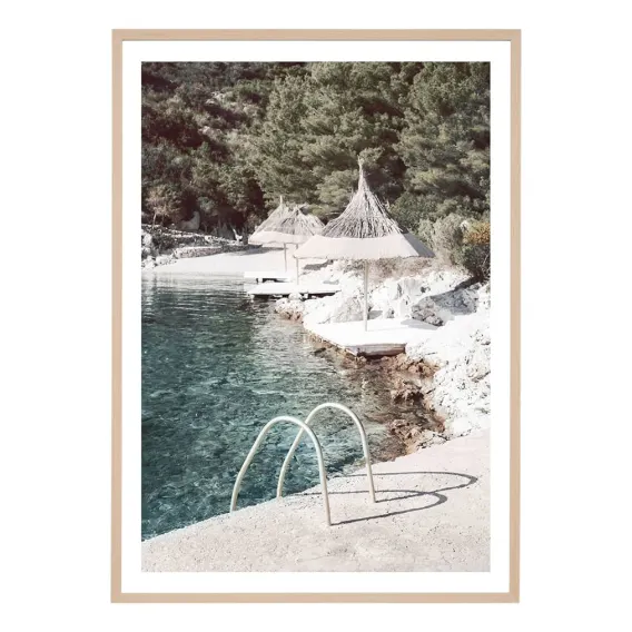 Beachside Ladder Framed Print in 62 x 87cm