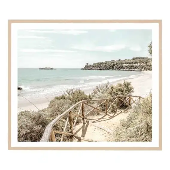Beachside Stroll Framed Print in 50 x 43cm