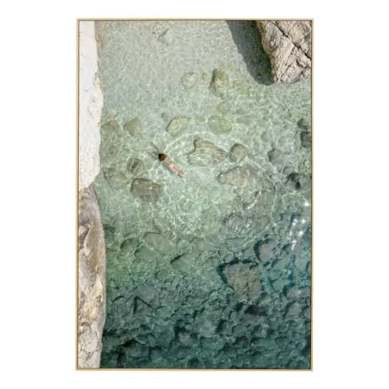 Blue Beach Box Framed Canvas in 92 x 137cm
