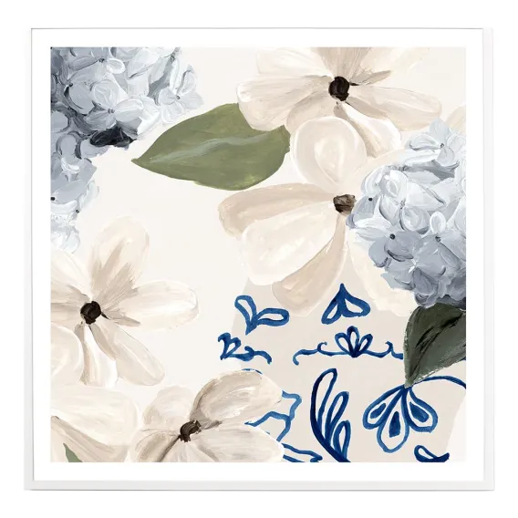 Botanic Blue 1 Framed Print in 54 x 54cm