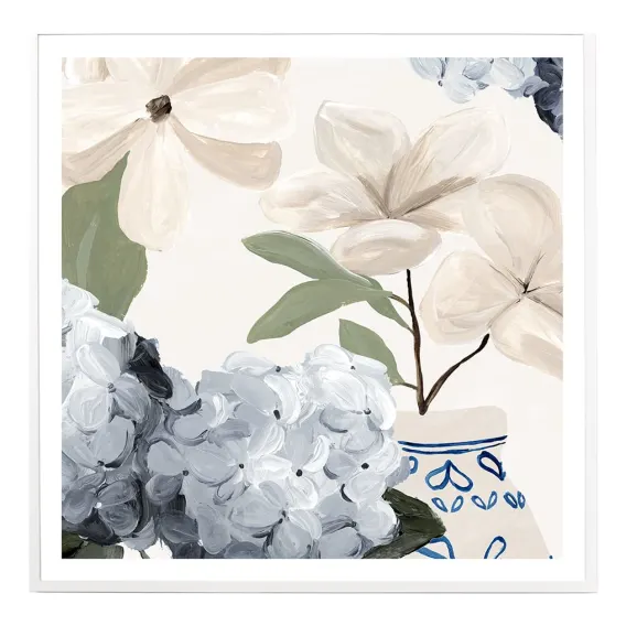 Botanic Blue 2 Framed Print in 114 x 114cm