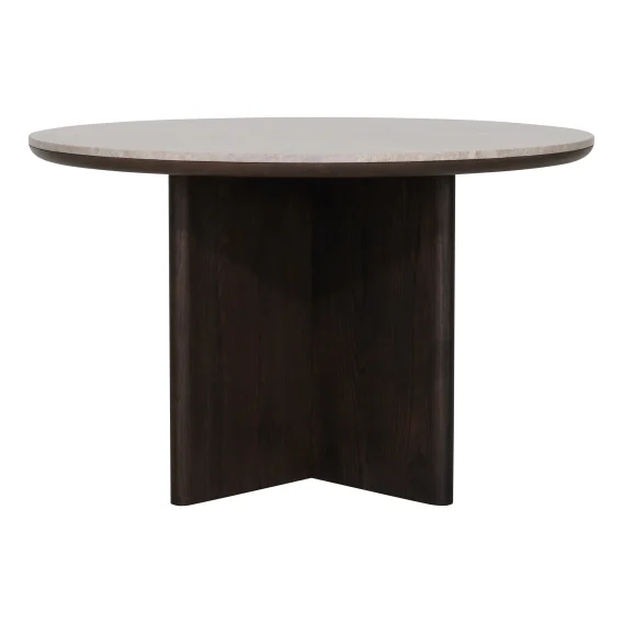 Branco Round Dining Table 120cm in Espresso / Light Marble
