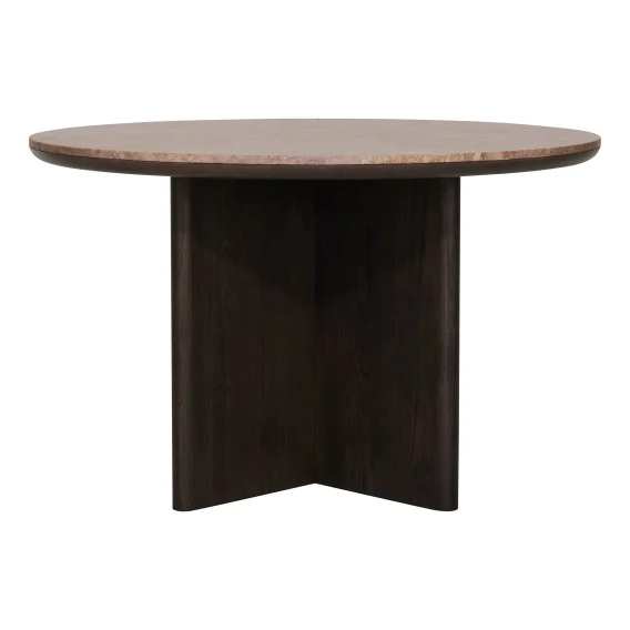 Branco Round Dining Table 120cm in Espresso / Dark Marble
