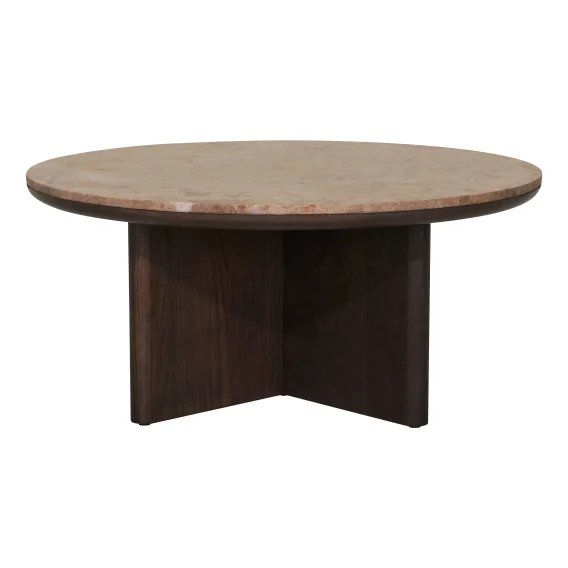 Branco Round Coffee Table 100cm in Espresso / Dark Marble