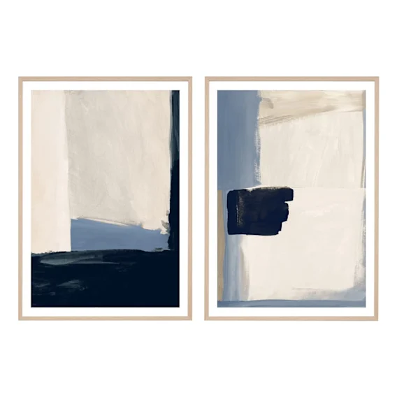 Atlanta Blue Framed Print Set of 2 in 100 x 140cm