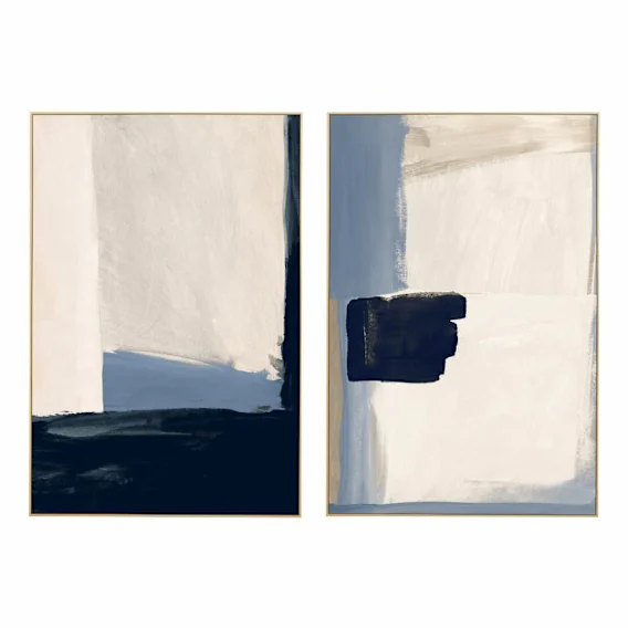 Atlanta Blue Box Framed Canvas Set of 2 in 42 x 62cm