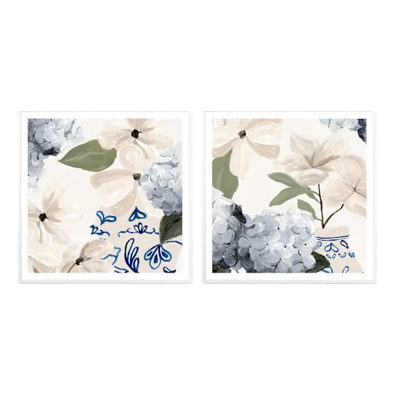 Botanic Blue Framed Print Set of 2 in 114 x 114cm