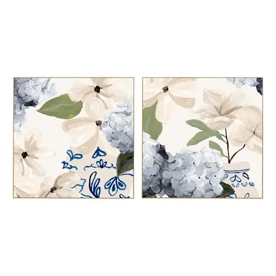 Botanic Blue Box Framed Canvas Set of 2 in 72 x 72cm