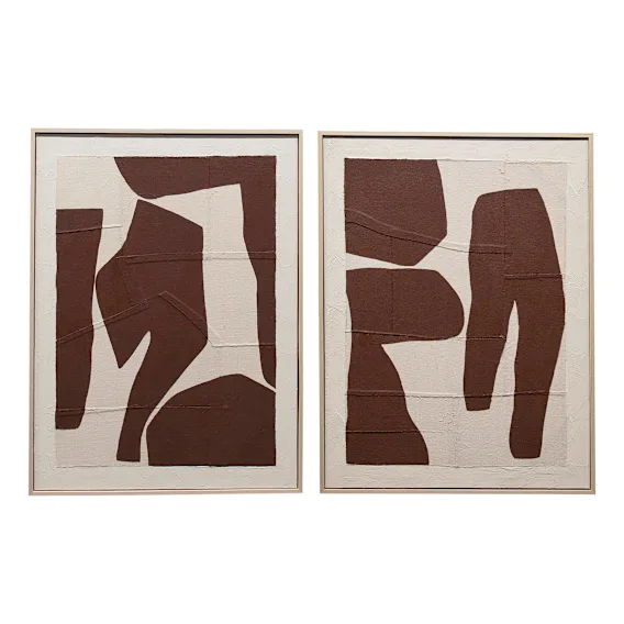 Burgundy Shapes Box Framed Canvas Set of 2 in 60 x 80cm