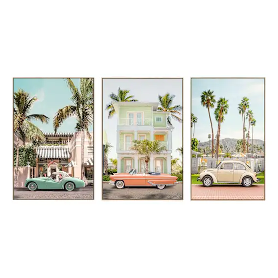 Classic Car Box Framed Canvas Set of 3 in 80 x 120cm