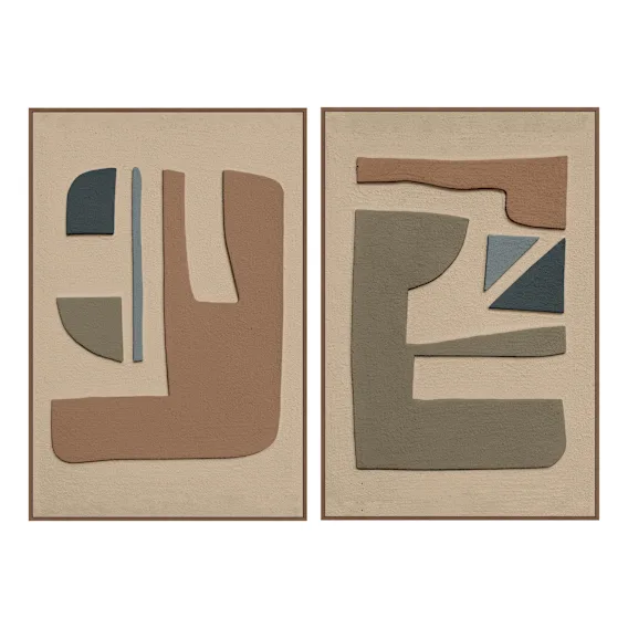 Fragmented Forms Box Framed Canvas Set of 2 in 83 x 123cm