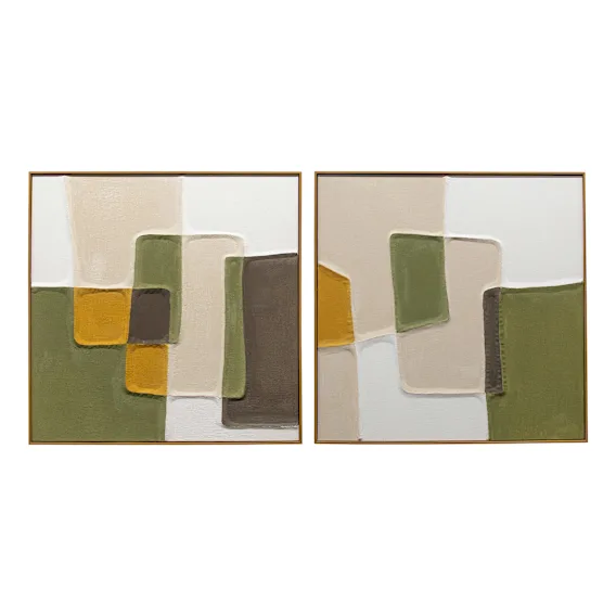 Green Maze Box Framed Canvas Set of 2 in 100 x 100cm