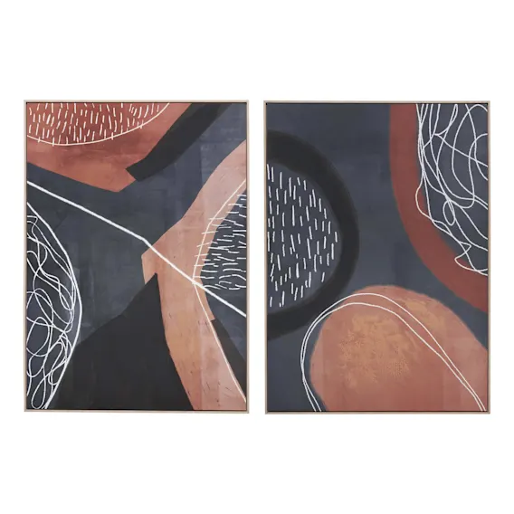 Indigo Field Box Framed Canvas Set of 2 in 102 x 142cm