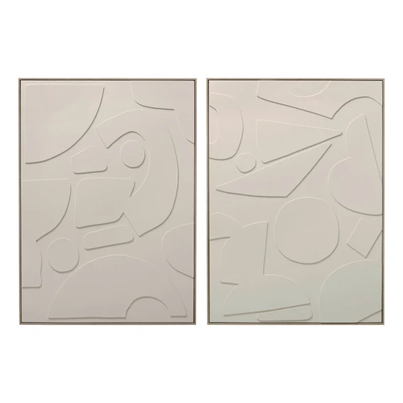 Ivory Shapes Box Framed Canvas Set of 2 in 103 x 143cm