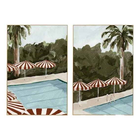 Resort Umbrellas Box Framed Canvas Set of 2 in 92 x 137cm