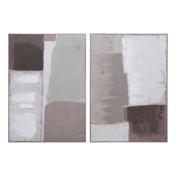 Shades of Beige Box Framed Canvas Set of 2 in 100 x 140cm