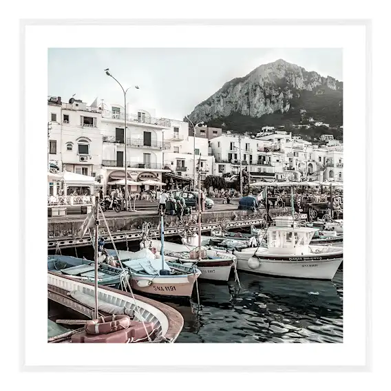 Capri Boats Framed Print in 84 x 84cm