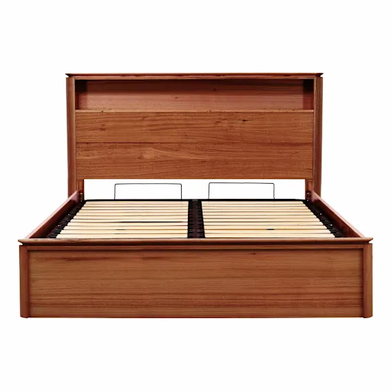 Charles King Bed Frame with Gas Lift Storage in Tasmanian Blackwood