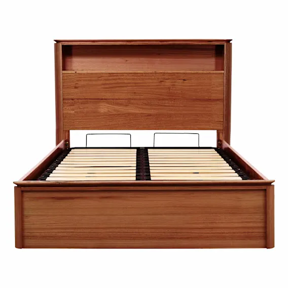 Charles Double Bed Frame with Gas Lift Storage in Tasmanian Blackwood