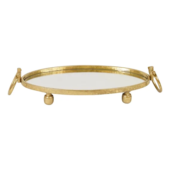 Clay Oval Mirror Tray 58x11cm in Gold