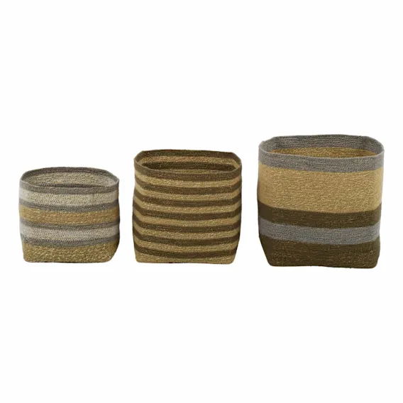 Clunes Baskets Set of 3 35x35cm in Olive