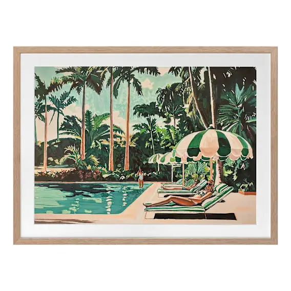 Cocktail Flamingo Framed Print in 70 x 55cm