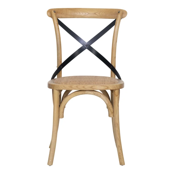 Cristo Cross Back Chair in Clear / Black Strap / Rattan