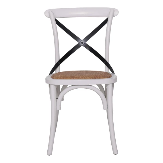 Cristo Cross Back Chair in Weathered White / Black Strap