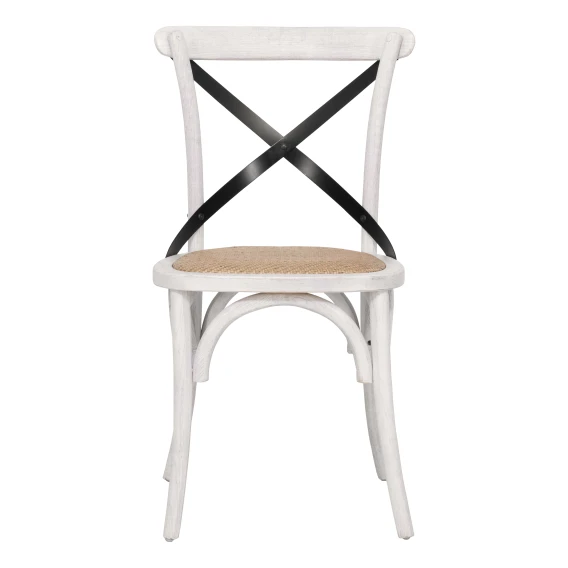 Cristo Cross Back Chair in Whitewash / Black Strap