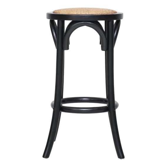 Cristo Stool in Weathered Black / Rattan