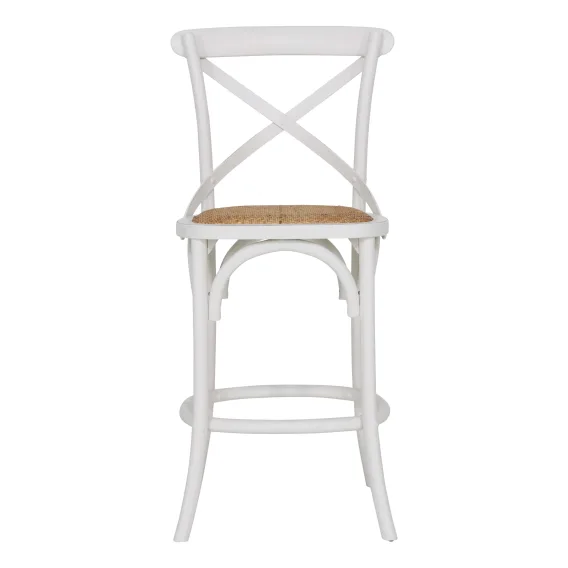 Cristo Stool in Weathered White / Rattan