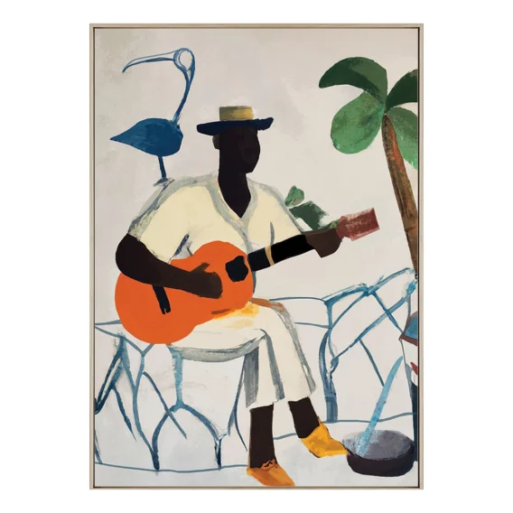 Cuban Guitar Box Framed Canvas in 94 x 132cm
