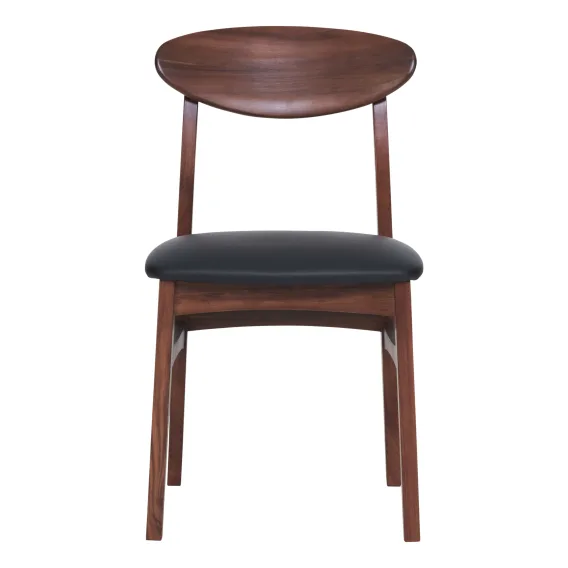 Dawes Dining Chair in Black PU / Tas Blackwood