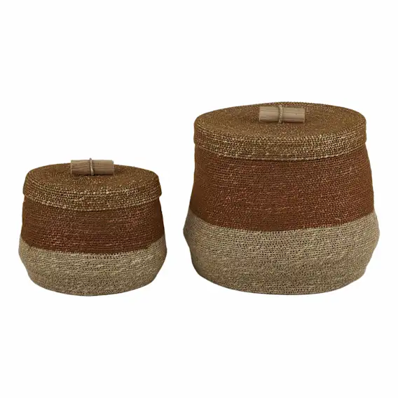 Durban Baskets with Lid Set of 2 25x25cm in Multi