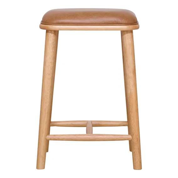 Dune Bar Stool in Urbane Leather Light Brown / Clear