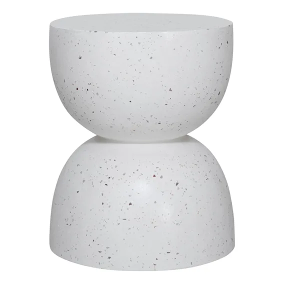 Ellie Side Table 38x45cm in Cement / Fibreglass White Terrazzo