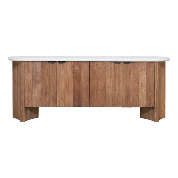 Elio Buffet 200cm in Rendered Concrete White / Reclaimed Teak