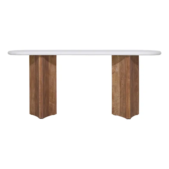 Elio Console 180cm in Rendered Concrete White / Reclaimed Teak