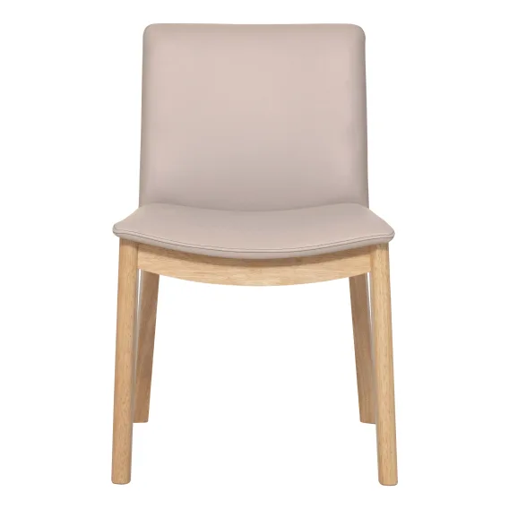 Everest Dining Chair in Leather Light Mocha / Clear Lacquer