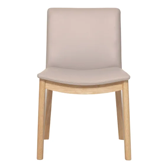 Everest Dining Chair in Leather Light Mocha / Clear