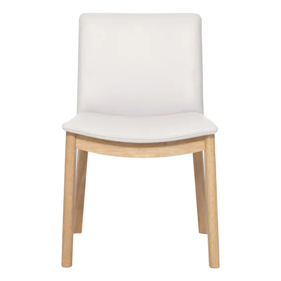 Everest Dining Chair in Leather White / Clear