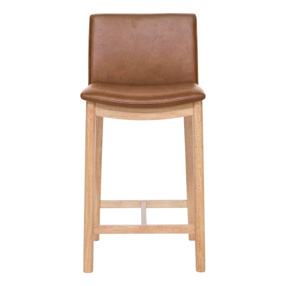 Everest Bar Chair in Urbane Leather Light Brown / Clear