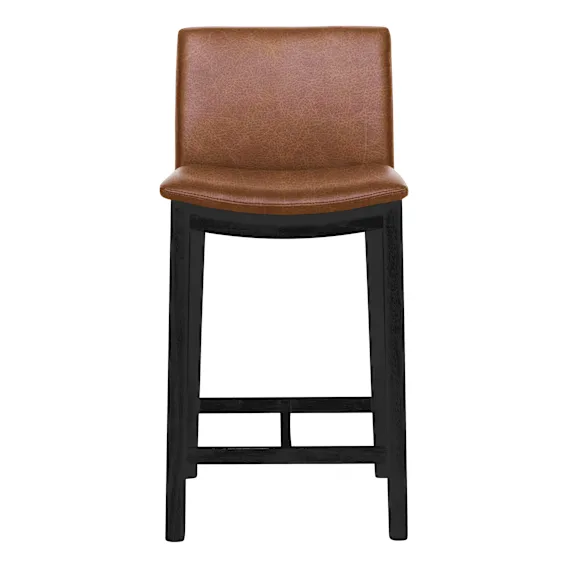 Everest Bar Chair in Urbane Leather Light Brown / Black Leg
