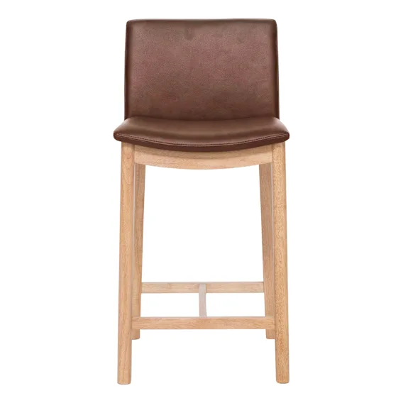 Everest Bar Chair in Urbane Leather Dark Brown / Clear