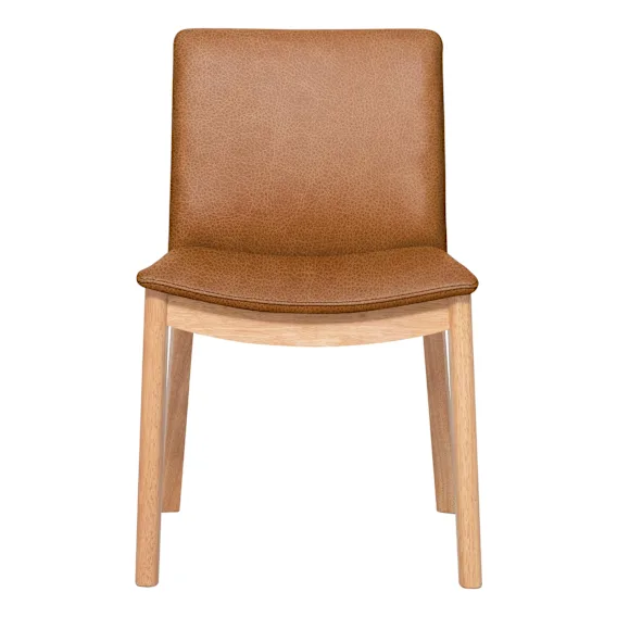 Everest Dining Chair in Urbane Leather Light Brown / Clear