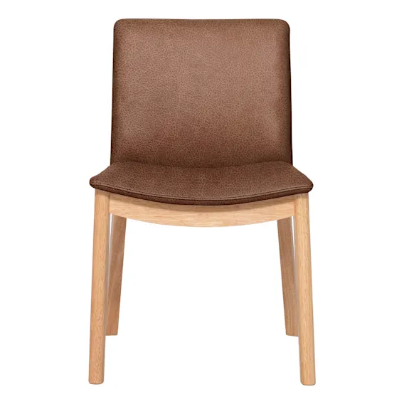 Everest Dining Chair in Urbane Leather Dark Brown / Clear