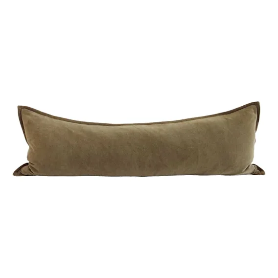 Evelyn Feather Fill Lumbar Cushion 120x40cm in Olive