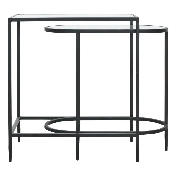 Felix Nest of Tables in Powdercoated Iron / Glass